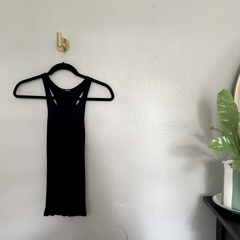 LA MADE Black Ribbed Tank Top